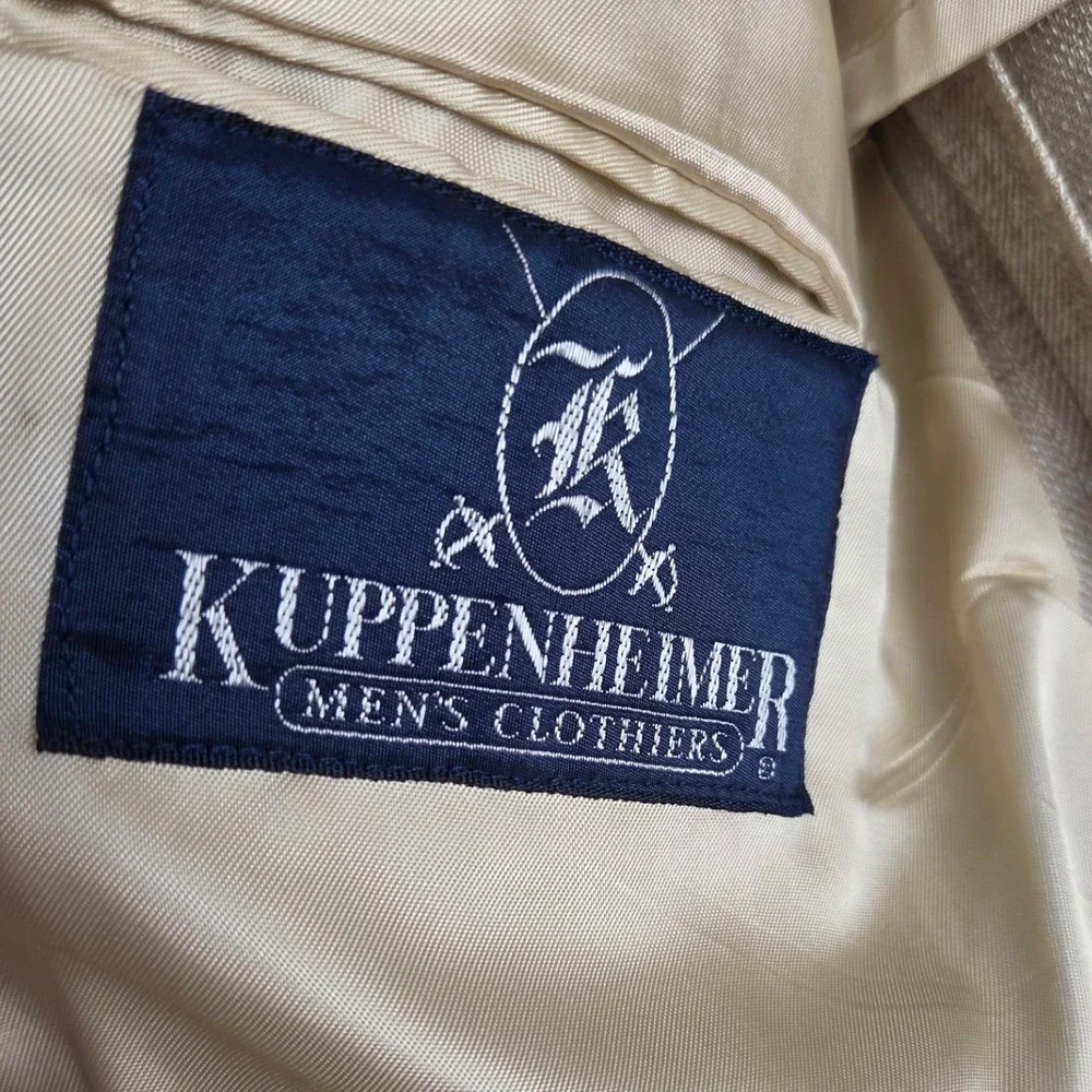 Kuppenheimer Mens Tan Herringbone Two Button Blazer Sport Coat Jacket Regular